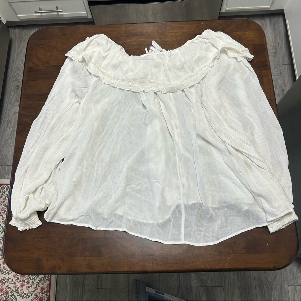 FREE PEOPLE sunrise shirt blouse in ivory white size S - Picture 5 of 16